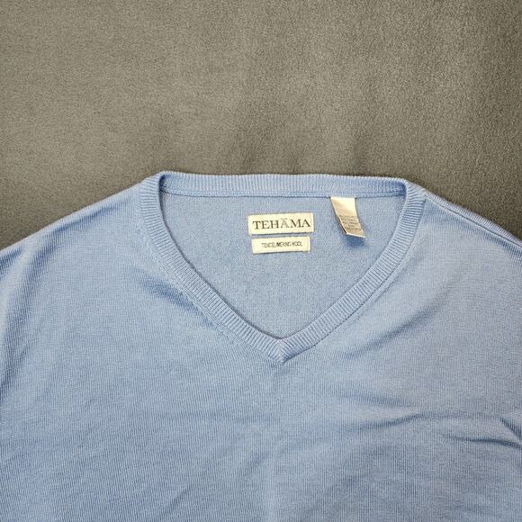 Tehama Mens Sweater Vest XXL Blue Tencel Merino Wool Blend Preppy Office Vintage - Picture 6 of 11